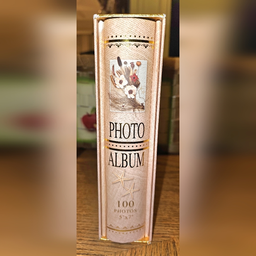New Elegant Photo Album with Floral Design. Comes in matching box.